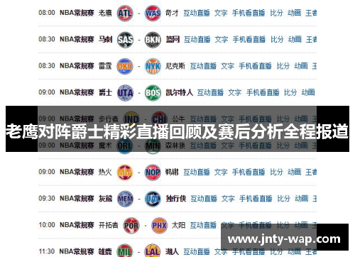 老鹰对阵爵士精彩直播回顾及赛后分析全程报道